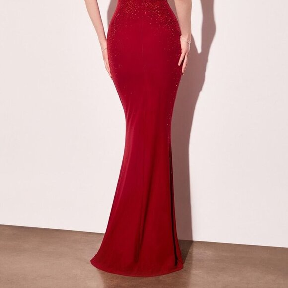 New Mermaid Long Evening Gown w/ Sweetheart Neck & Mid-Open Zipper Back CD T904 - Picture 8 of 8